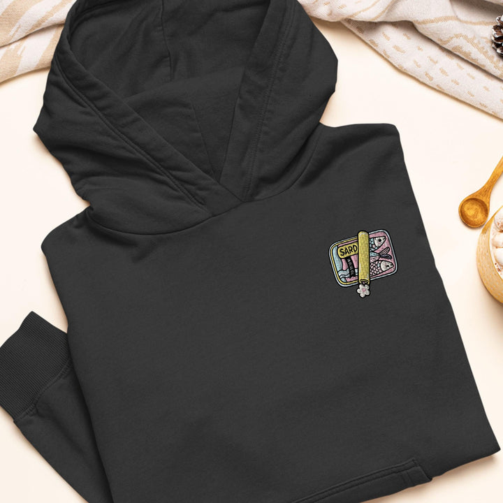 Pastel Sardine Can Embroidered Hoodie: Heavy Blend Cotton-Poly, Unisex Fit