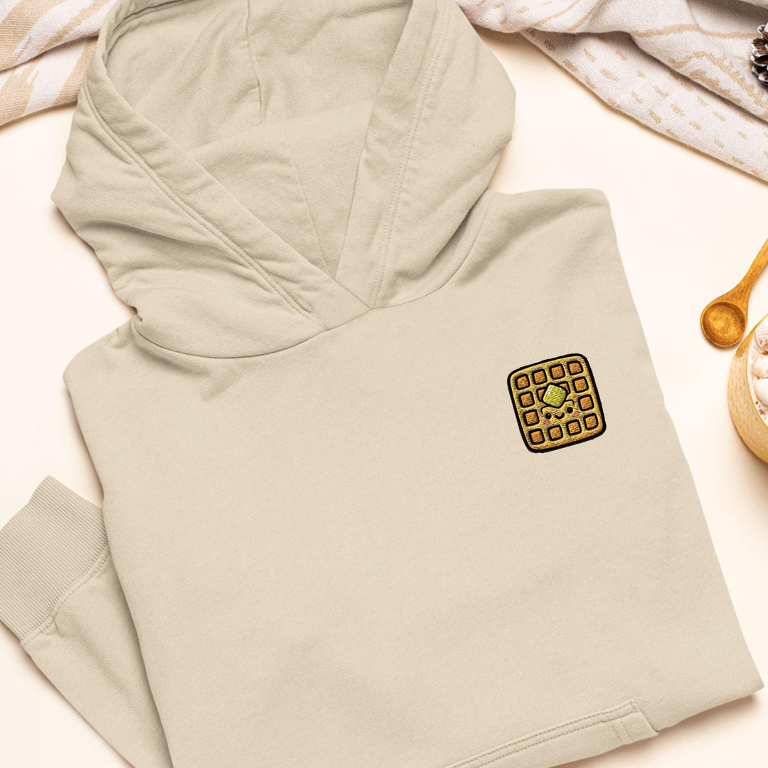 Kawaii Waffle with Butter Embroidered Hoodie: Heavy Blend Cotton-Poly, Unisex Fit