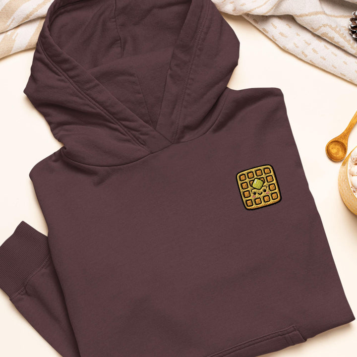 Kawaii Waffle with Butter Embroidered Hoodie: Heavy Blend Cotton-Poly, Unisex Fit