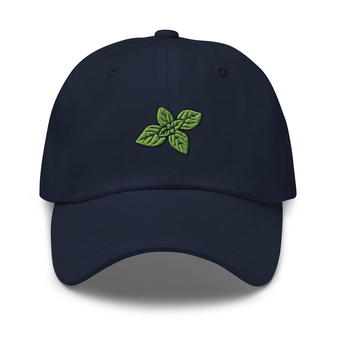 Basil Leaves Embroidered Dad Cap: Chino Cotton Twill Adjustable Unisex Hat