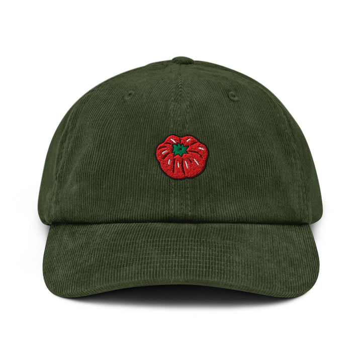 Beefsteak Tomato Embroidered Cotton Corduroy Hat: Adjustable Fit