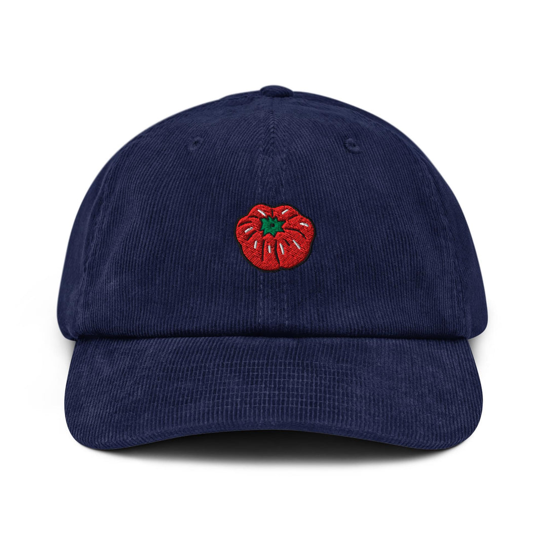Beefsteak Tomato Embroidered Cotton Corduroy Hat: Adjustable Fit