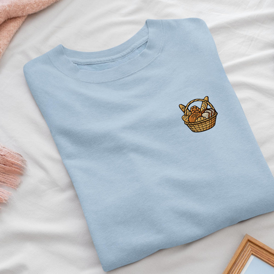 Fresh Bakery Bread Basket Embroidered Crewneck Sweatshirt: Cotton Blend, Unisex Fit