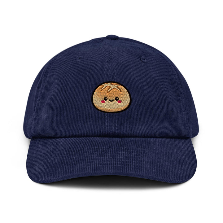 Kawaii Milk Bread Bun Embroidered Cotton Corduroy Hat: Adjustable Fit