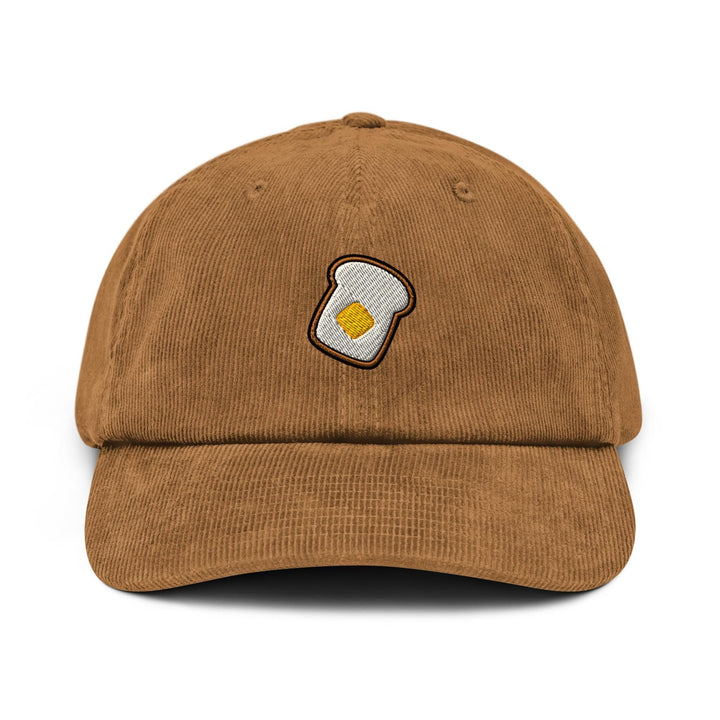 Buttered Toast Embroidered Cotton Corduroy Hat: Adjustable Fit
