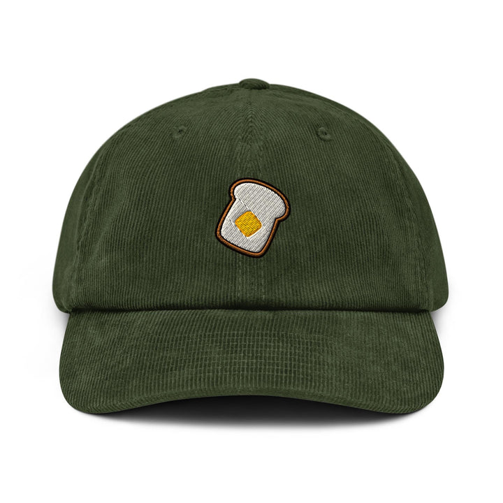 Buttered Toast Embroidered Cotton Corduroy Hat: Adjustable Fit