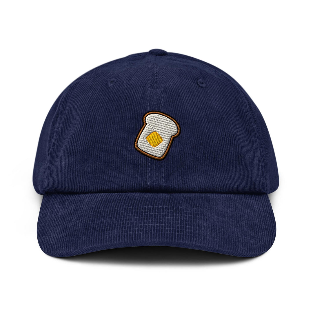Buttered Toast Embroidered Cotton Corduroy Hat: Adjustable Fit