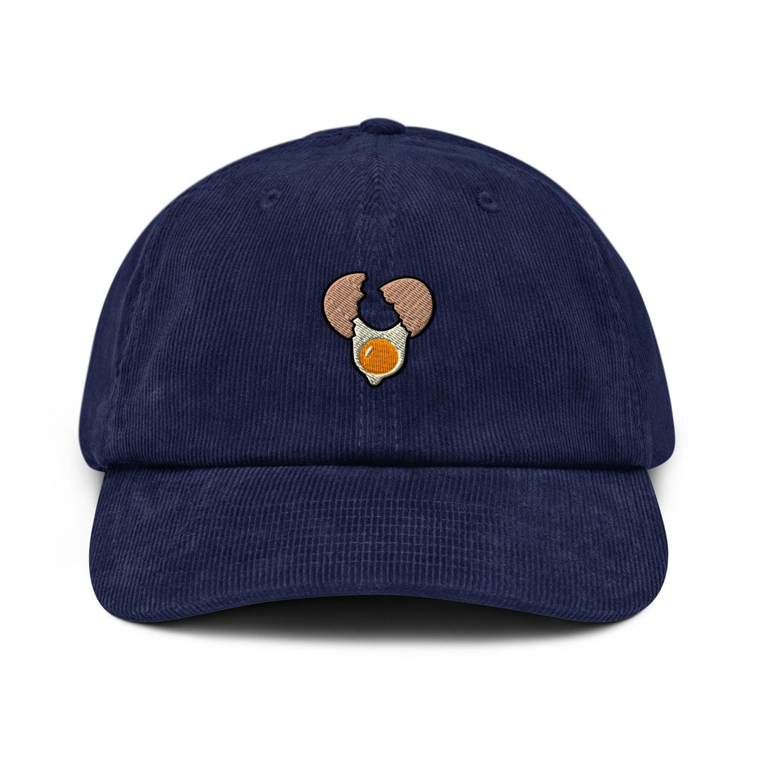Cracked Egg Embroidered Cotton Corduroy Hat: Adjustable Fit