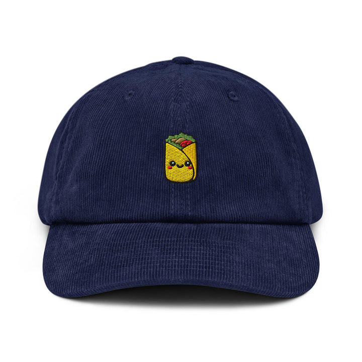 Cute Deli Wrap Embroidered Cotton Corduroy Hat: Adjustable Fit