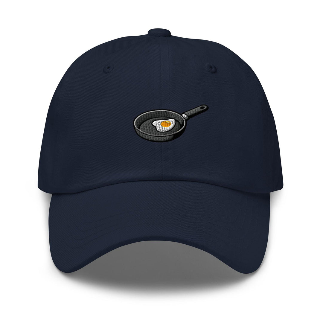 Fried Egg in Pan Embroidered Dad Cap: Chino Cotton Twill Adjustable Unisex Hat