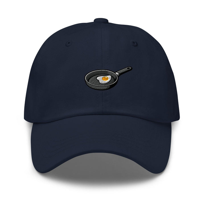 Fried Egg in Pan Embroidered Dad Cap: Chino Cotton Twill Adjustable Unisex Hat