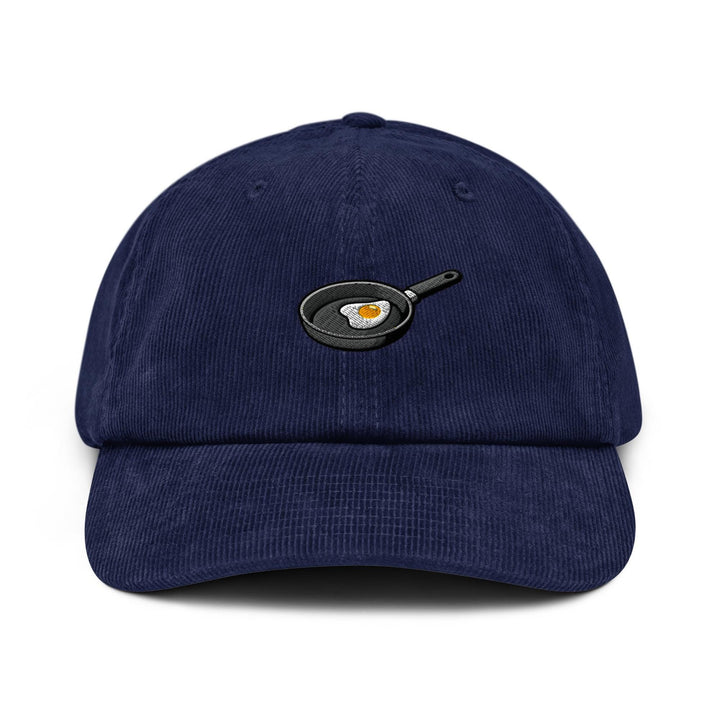 Fried Egg in Pan Embroidered Cotton Corduroy Hat: Adjustable Fit