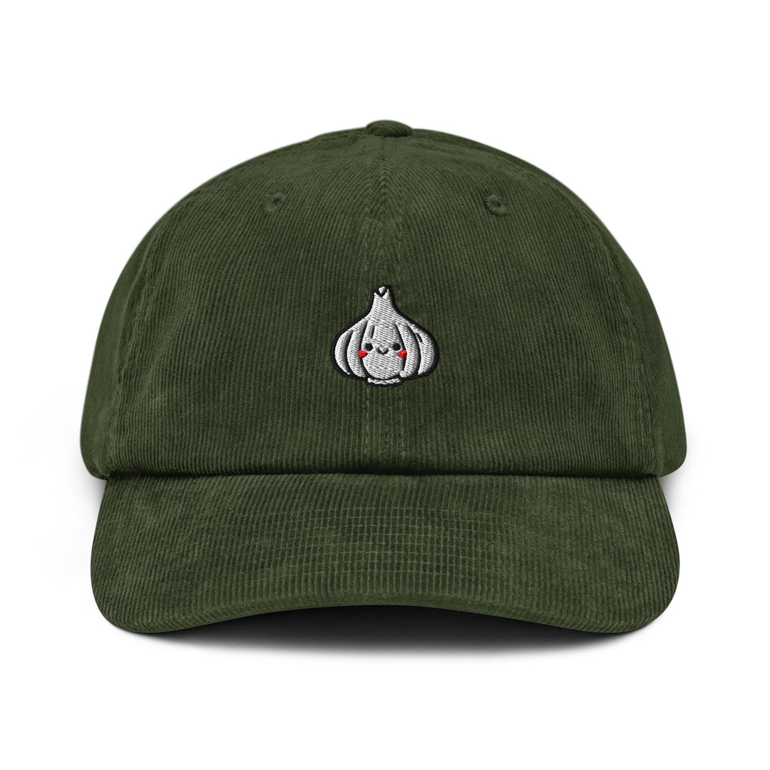 Cute Garlic Embroidered Cotton Corduroy Hat: Adjustable Fit