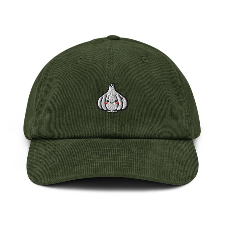 Cute Garlic Embroidered Cotton Corduroy Hat: Adjustable Fit