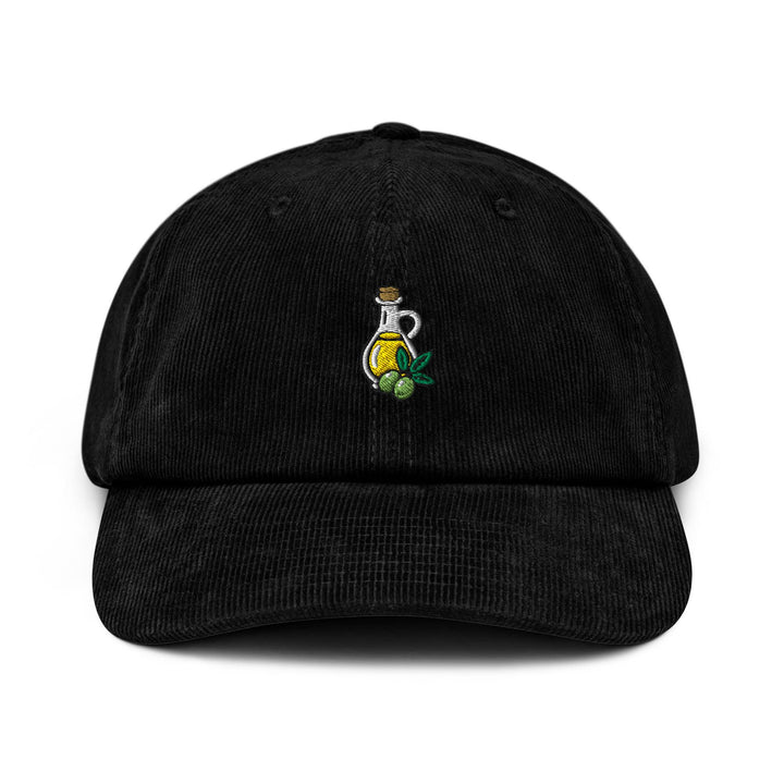 Olive Oil Bottle Embroidered Cotton Corduroy Hat: Adjustable Fit