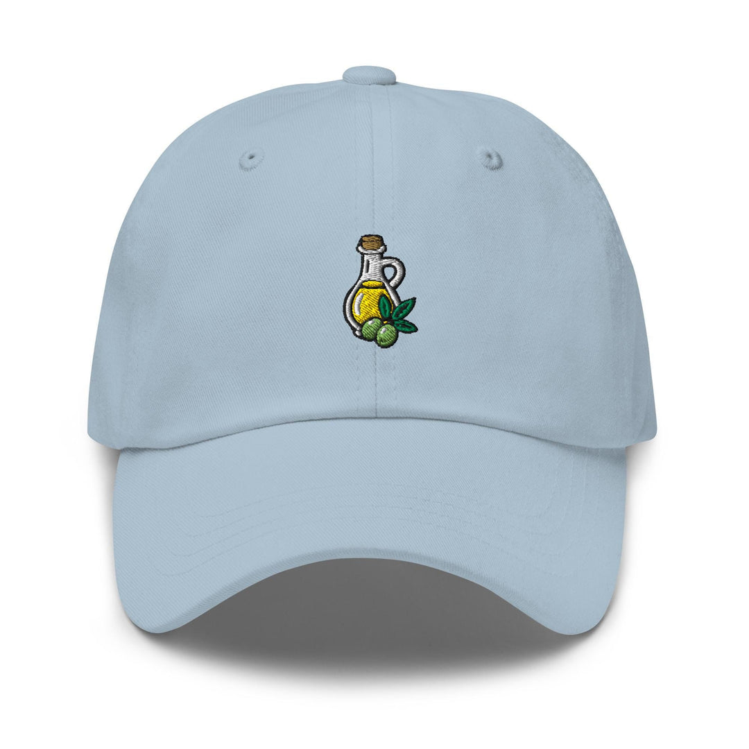 Olive Oil Bottle Embroidered Dad Cap: Chino Cotton Twill Adjustable Unisex Hat