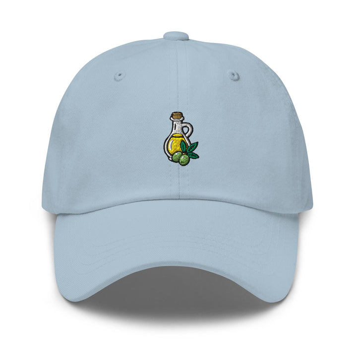 Olive Oil Bottle Embroidered Dad Cap: Chino Cotton Twill Adjustable Unisex Hat