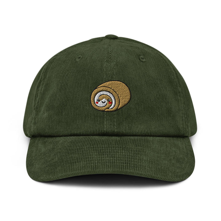 Smiling Swiss Roll Embroidered Cotton Corduroy Hat: Adjustable Fit