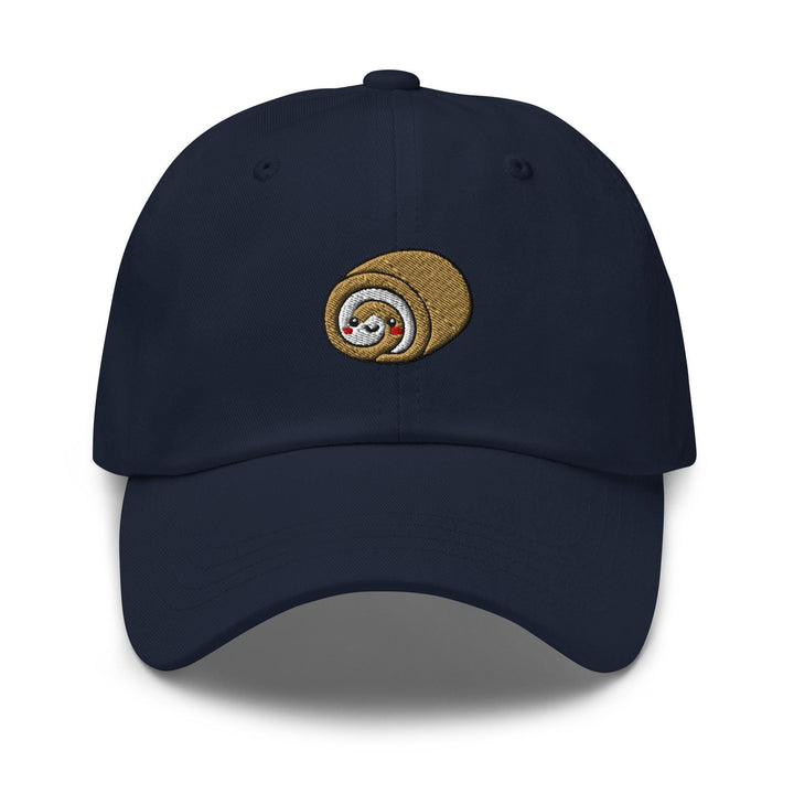 Smiling Swiss Roll Embroidered Dad Cap: Chino Cotton Twill Adjustable Unisex Hat