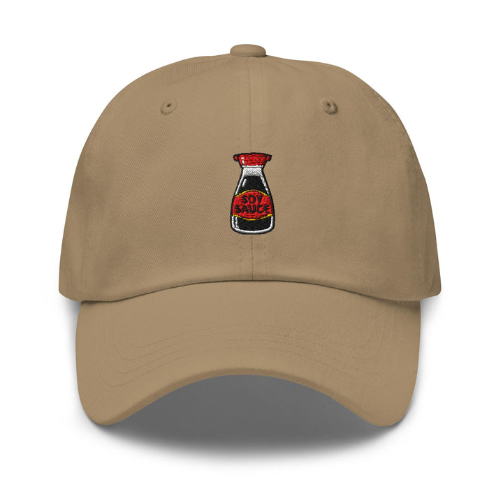 Soy Sauce Bottle Embroidered Dad Cap: Chino Cotton Twill Adjustable Unisex Hat