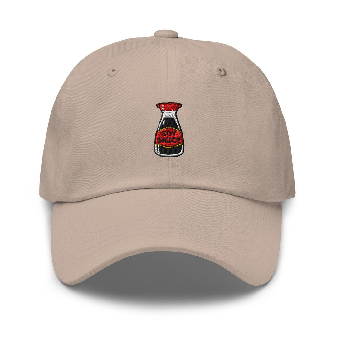 Soy Sauce Bottle Embroidered Dad Cap: Chino Cotton Twill Adjustable Unisex Hat
