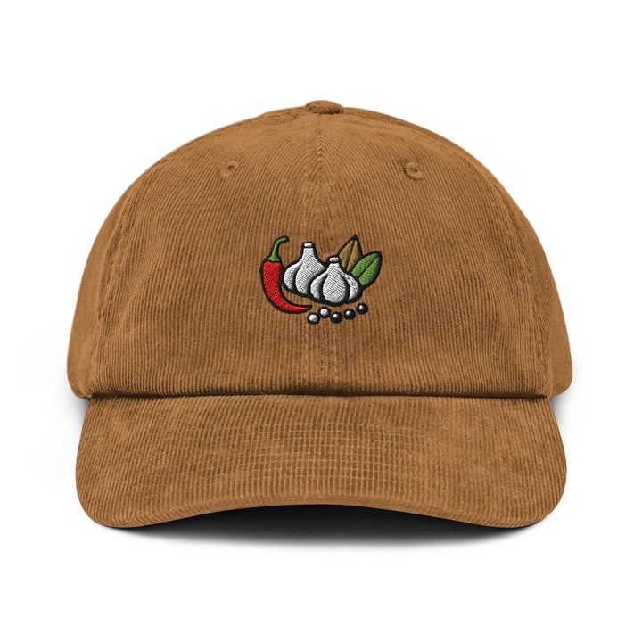 Herbs and Spices Embroidered Cotton Corduroy Hat: Adjustable Fit