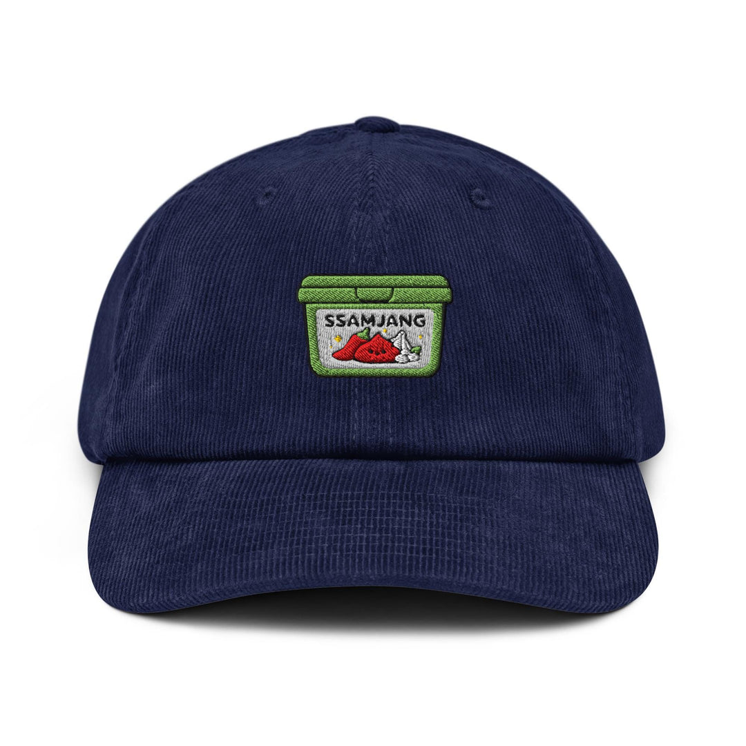 Ssamjang Korean Dipping Sauce Embroidered Cotton Corduroy Hat: Adjustable Fit