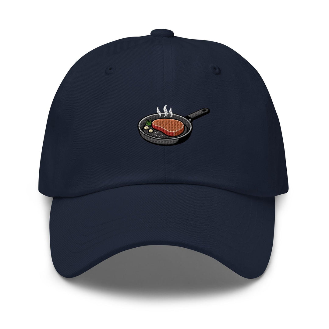 Steak in Pan Embroidered Dad Cap: Chino Cotton Twill Adjustable Unisex Hat