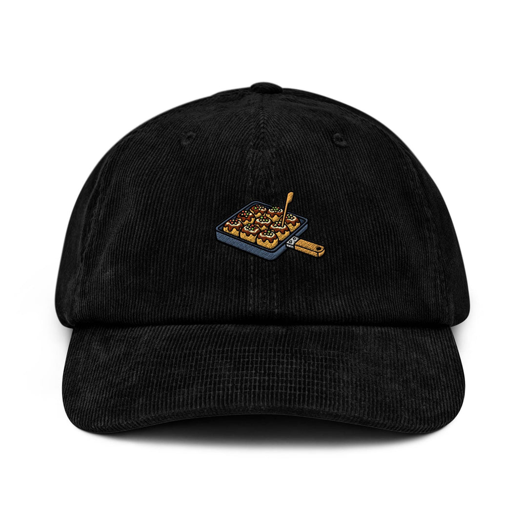 Takoyaki Pan Embroidered Cotton Corduroy Hat: Adjustable Fit