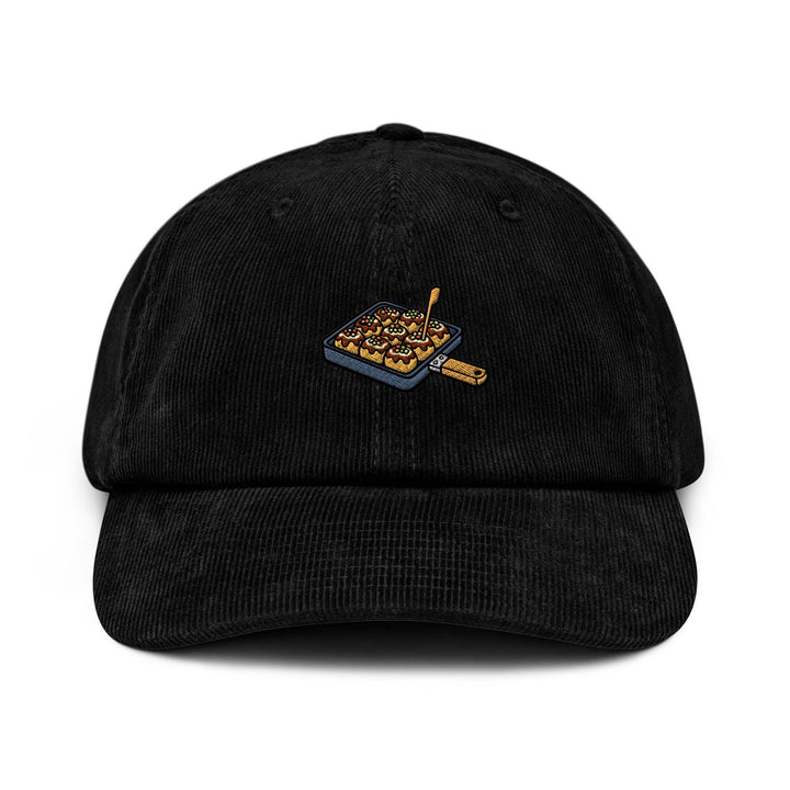Takoyaki Pan Embroidered Cotton Corduroy Hat: Adjustable Fit