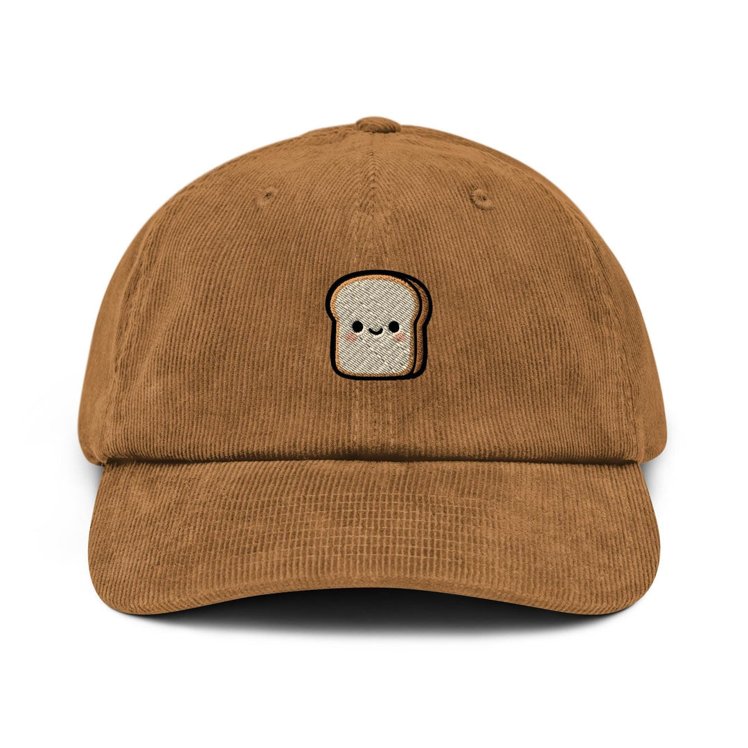 Cute Toast Embroidered Cotton Corduroy Hat: Adjustable Fit