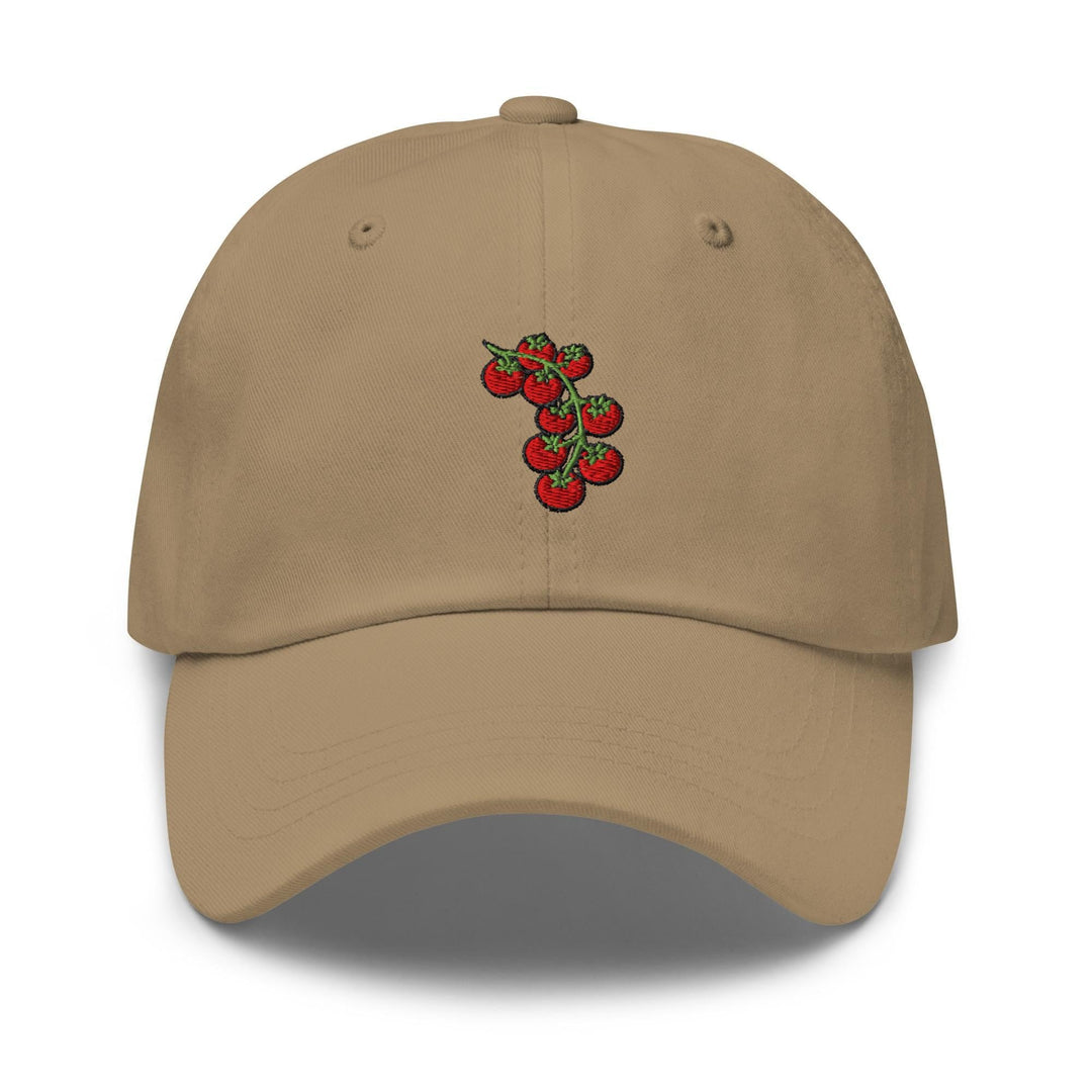 Cherry Tomato Vine Embroidered Dad Cap: Chino Cotton Twill Adjustable Unisex Hat