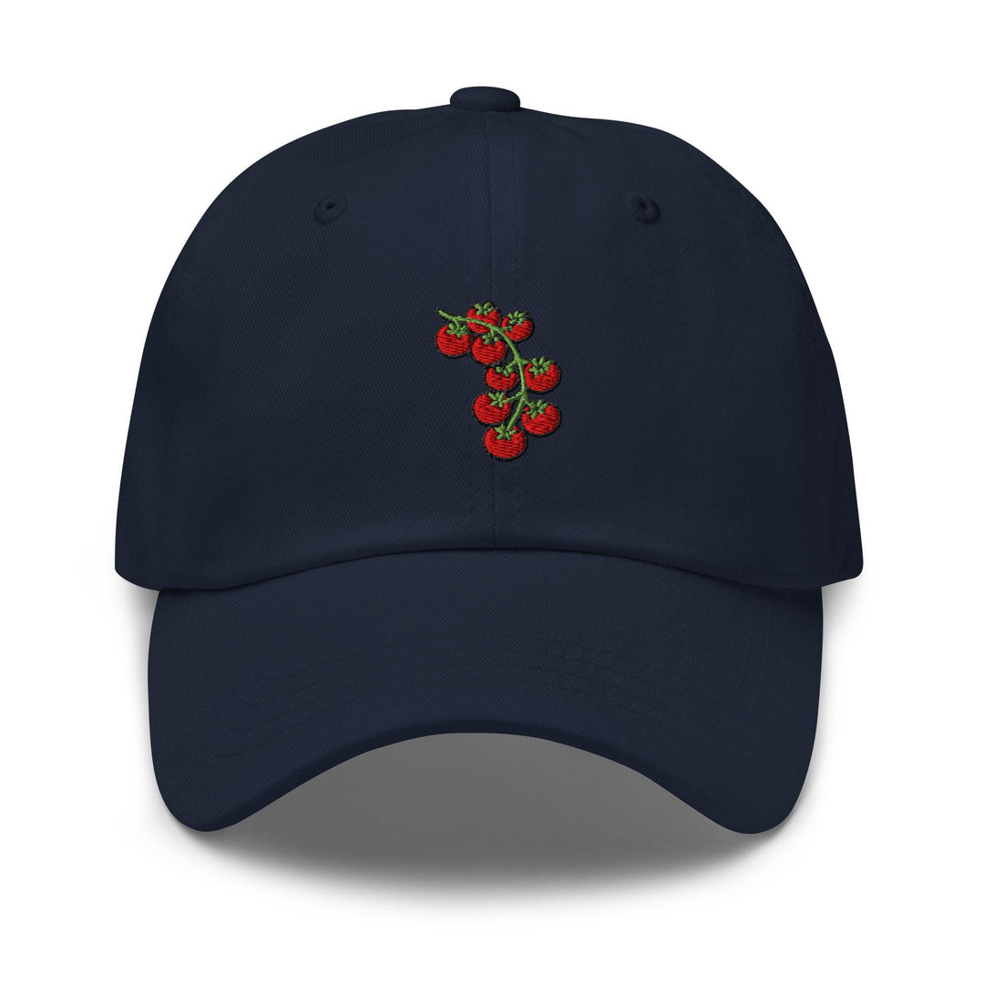 Cherry Tomato Vine Embroidered Dad Cap: Chino Cotton Twill Adjustable Unisex Hat
