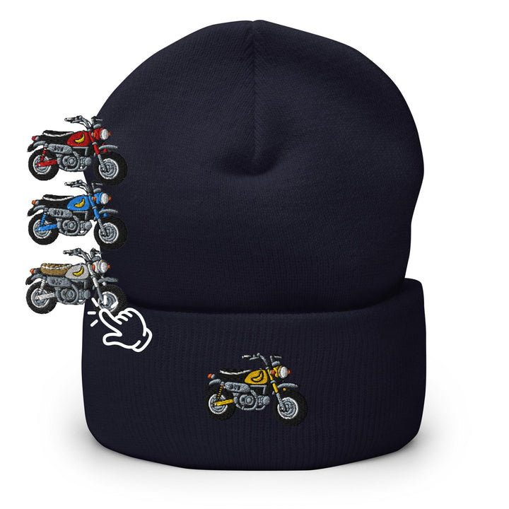 Chimp Mini Japanese Motorcycle Embroidered Cuffed Beanie: Cozy Unisex Winter Cap