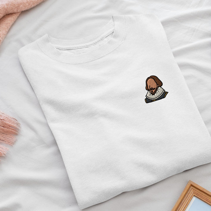 William Shakespeare Embroidered Crewneck Sweatshirt: Cotton Blend, Unisex Fit