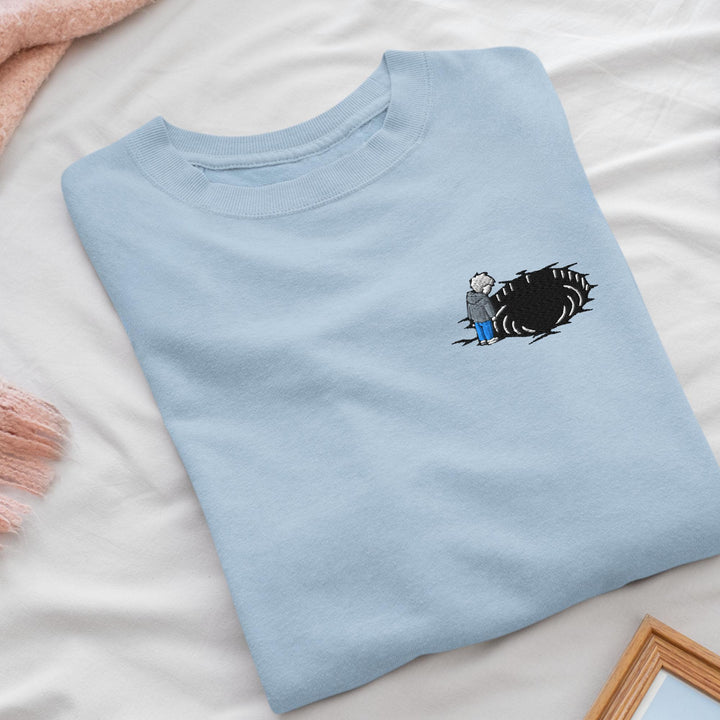 Staring Into the Abyss Embroidered Crewneck Sweatshirt: Cotton Blend, Unisex Fit
