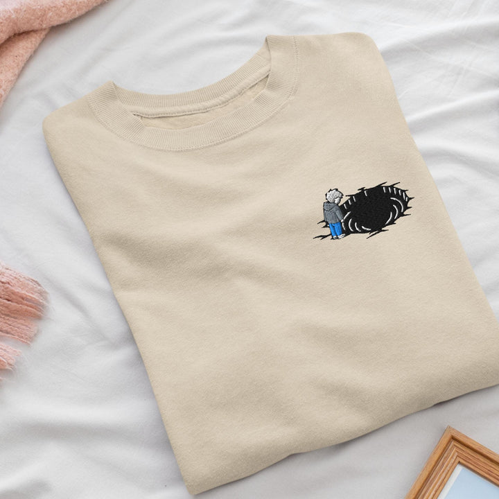 Staring Into the Abyss Embroidered Crewneck Sweatshirt: Cotton Blend, Unisex Fit
