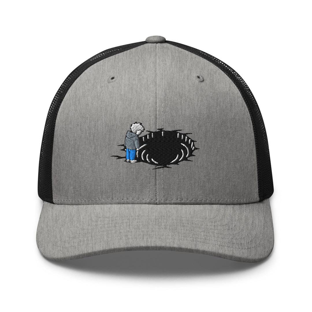 Staring Into the Abyss Embroidered Trucker Hat: Structured Retro Cap with Mesh Back