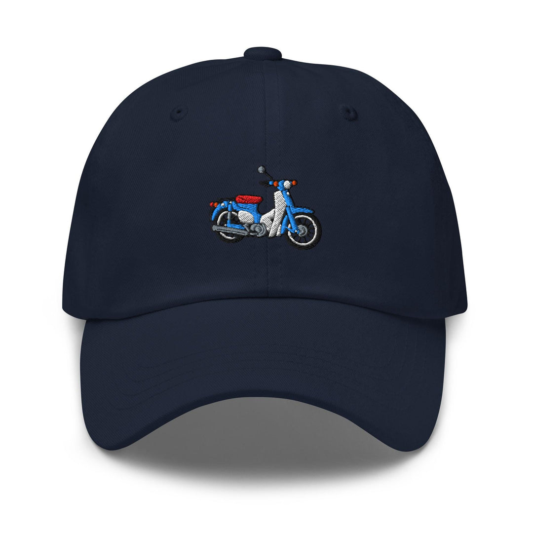 Classic Japanese Commuter Motorbike Embroidered Dad Cap: Chino Cotton Twill Adjustable Unisex Hat