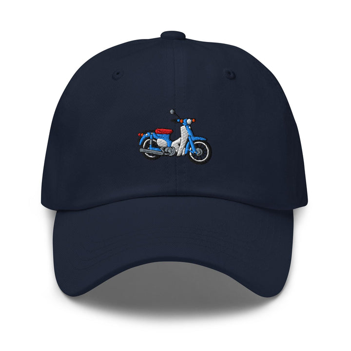 Classic Japanese Commuter Motorbike Embroidered Dad Cap: Chino Cotton Twill Adjustable Unisex Hat