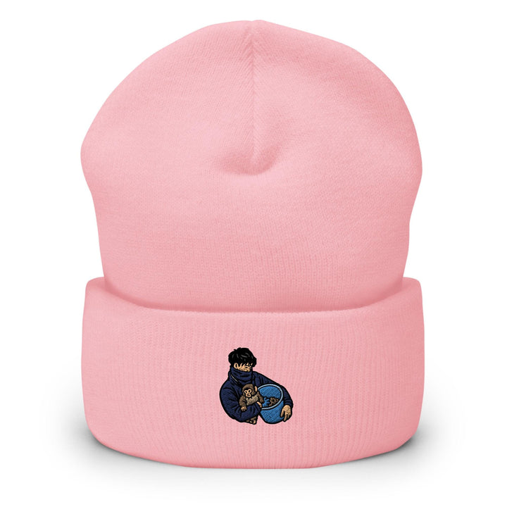 Punch Monkey &amp; His Caretaker Embroidered Cuffed Beanie: Cozy Unisex Winter Cap