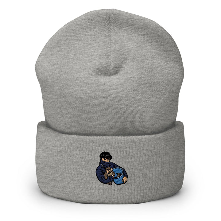 Punch Monkey &amp; His Caretaker Embroidered Cuffed Beanie: Cozy Unisex Winter Cap