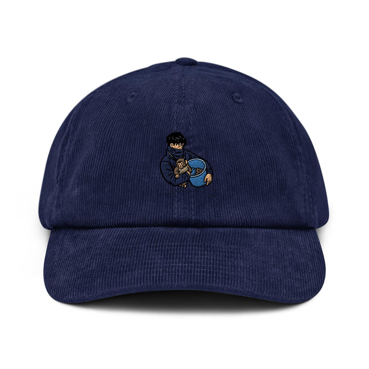 Punch Monkey &amp; His Caretaker Embroidered Cotton Corduroy Hat: Adjustable Fit