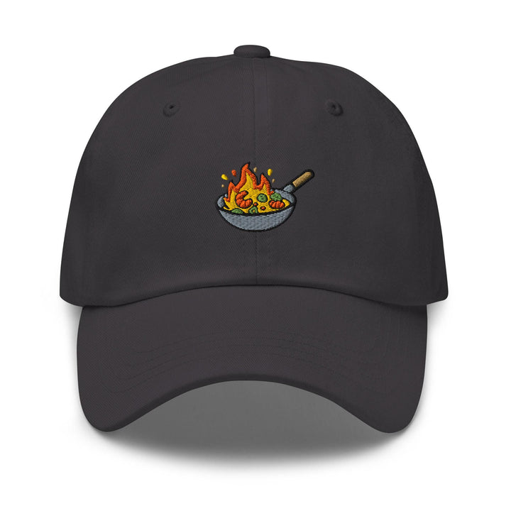 Flaming Wok Embroidered Dad Cap: Chino Cotton Twill Adjustable Unisex Hat