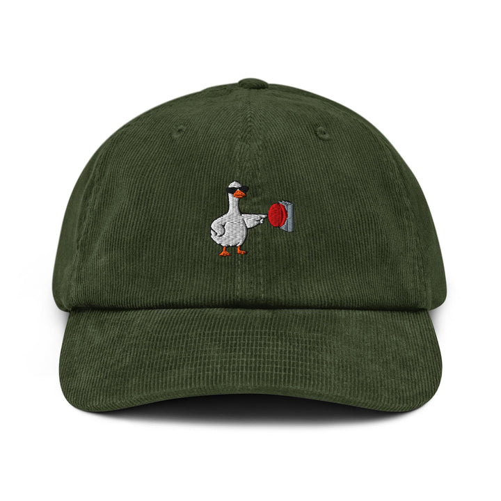 Rebellious Goose Embroidered Cotton Corduroy Hat: Adjustable Fit