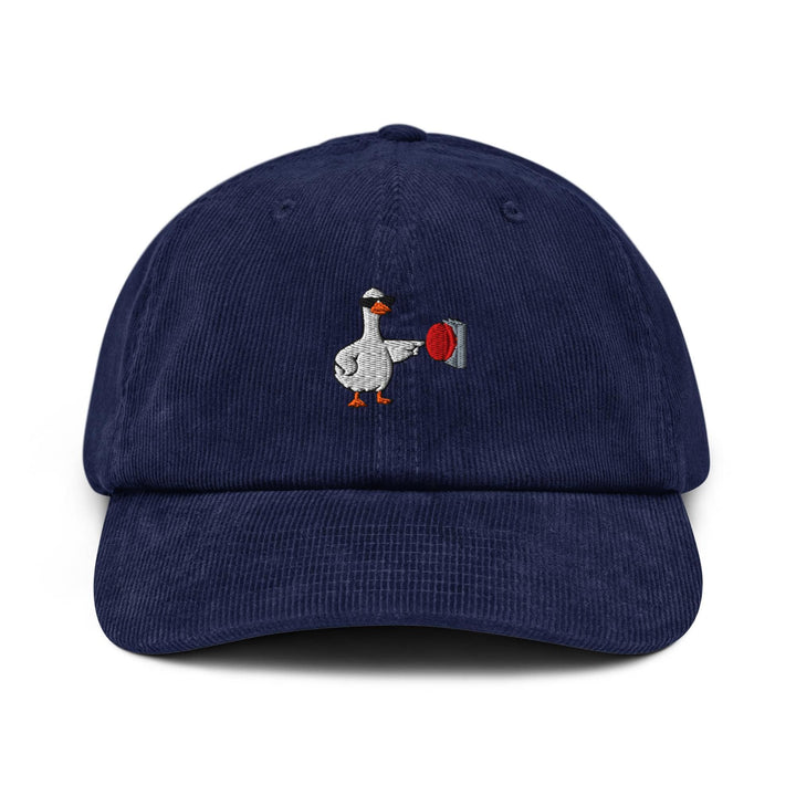 Rebellious Goose Embroidered Cotton Corduroy Hat: Adjustable Fit