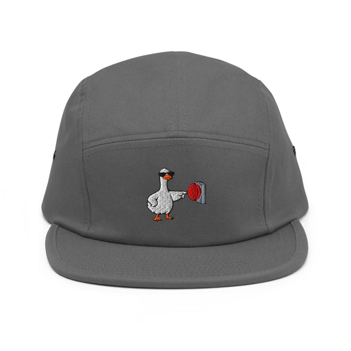 Rebellious Goose Embroidered 5‑Panel Cotton Camper Cap: Adjustable Fit
