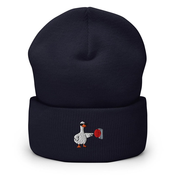 Rebellious Goose Embroidered Cuffed Beanie: Cozy Unisex Winter Cap