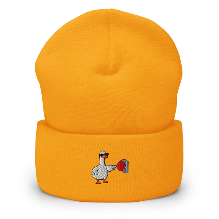 Rebellious Goose Embroidered Cuffed Beanie: Cozy Unisex Winter Cap