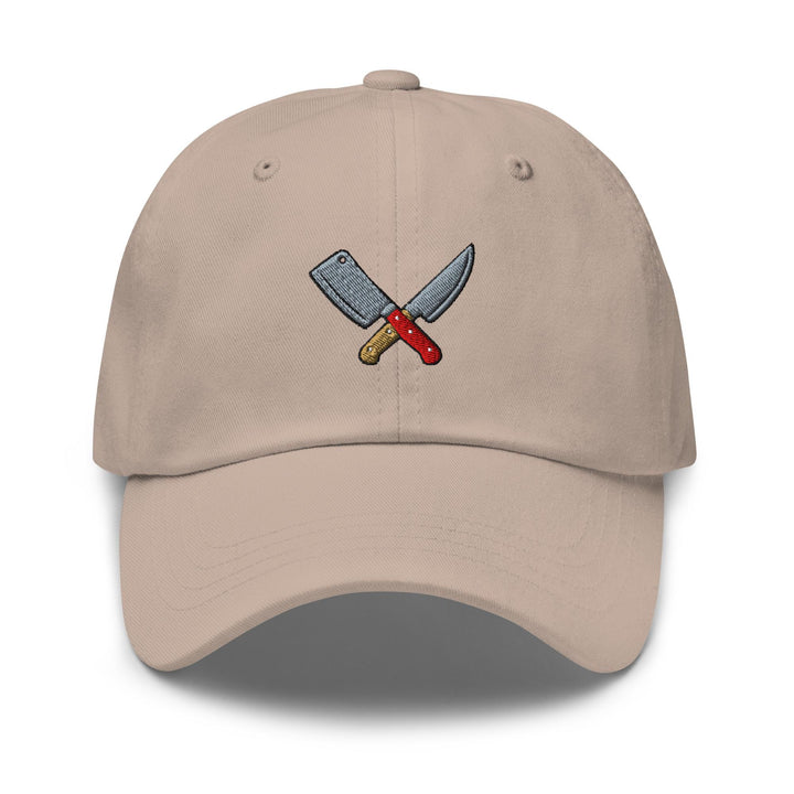 Crossed Kitchen Knives Embroidered Dad Cap: Chino Cotton Twill Adjustable Unisex Hat